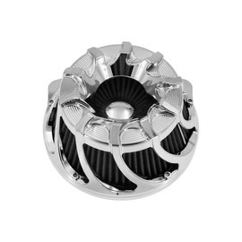 HCmotorku Motorcyle Air Cleaner CNC Air Filter Turbine Intake Kit Fit for Harley Touring Road King Street Glide Softail (Chrome, D For M8 Touring 17-23 Trike 17-25 Softail 18-24)