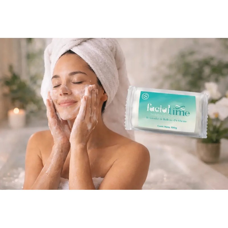6 Piezas Jabón De Colágeno Hidrolizado Facial Time Rutina
