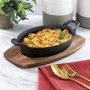 Megachef Cast Iron Mini Oval Pan/Saute Pan with Wood Tray,