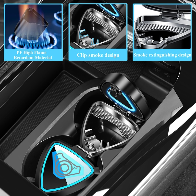 WaiNynyda Car Ashtray with Lid Smell Proof, Smokeless Ashtray, Mini