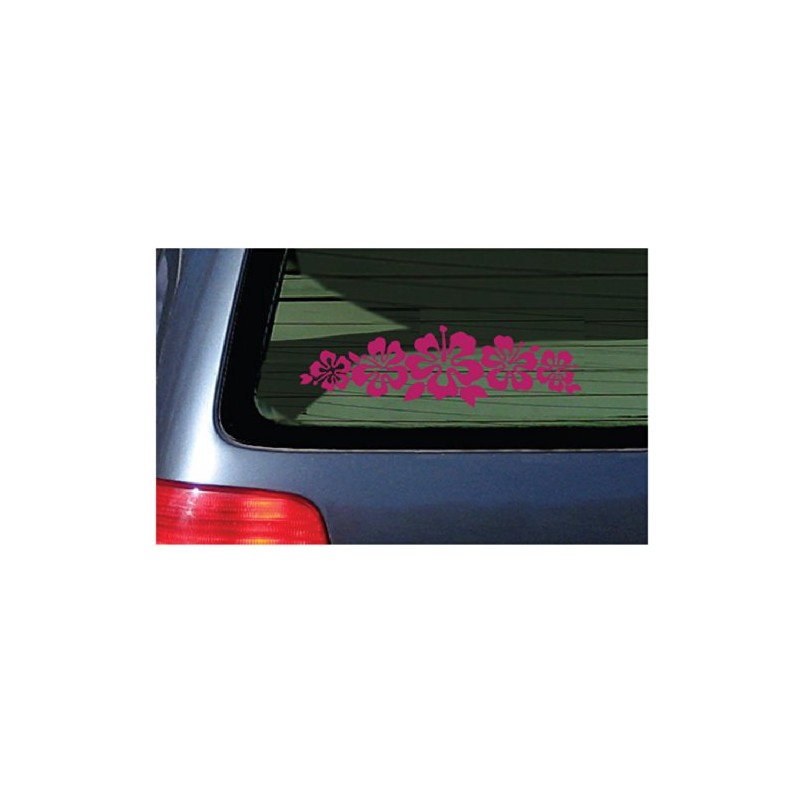 Hibiscus Band Vinyl Sticker - Flower Decal Hawaii Dark Pink