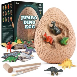 Jokooan Large Dino Egg, Dinosaur Eggs Excavation Set, Easter Egg Toy for Children, Includes 14 Dinosaur Fossil Archaeological Science STEM Montessori Toy for Children from 6 Years
