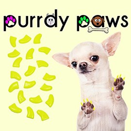 Purrdy Paws 40-Pack Soft Nail Caps for Dogs Claws NEON Yellow Small