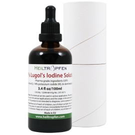 Lugols Iodine Solution 7% 3.4 Oz - 100 ml | 21% Lugol's Liquid Formulation | Made with 7 Percent Iodine and 14% Potassium Iodide | Heiltropfen®