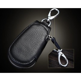 Universal Car Key Fob Case Genuine Leather Car Smart Key Fob Holder for Remote Key Fob 1 PCS (Black, One Size)