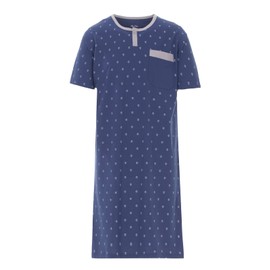 Henry Terre Men's short-sleeved nightdress, loungewear, chest pocket, printed, navy, l