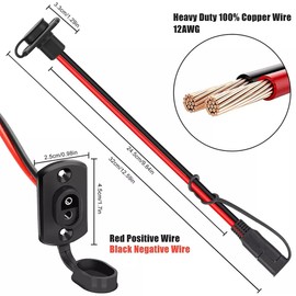 AUOKAY SAE Quick Connector Harness,1FT 12AWG SAE Adapter Male Plug to Female Cable Waterproof for Solar Panel Generator Battery Charger,Pack of 4