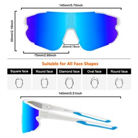 Eninedeuisou Sunglasses Cycling Glasses TR90 Frame for Men Women UV 400 Protection Protective Glasses MTB Sports Glasses for Outdoor Sports Cycling Driving Running Baseball
