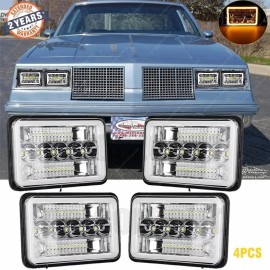 BRICOLOGHT 4pcs 4x6" Led Headlights Hi/Lo DRL H4 fit 1980 - 1988 Oldsmobile Cutlass Supreme