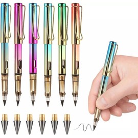 6 Sets Everlasting Pencil, Infinity Inkless Pencil with Eraser, Magic Cute Forever Pencil for Kids Writing, Sketching, Drawing