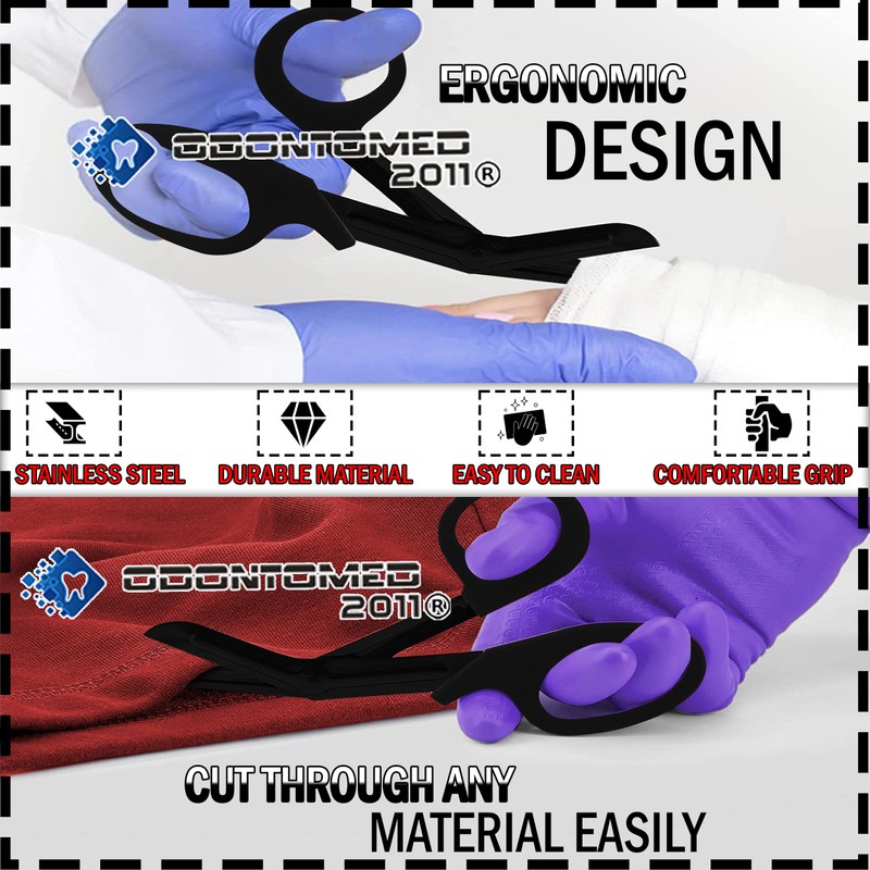 BLACK Fluoride Coated Trauma Paramedic EMT Shears Scissors 7.5" (ODONTOMED2011