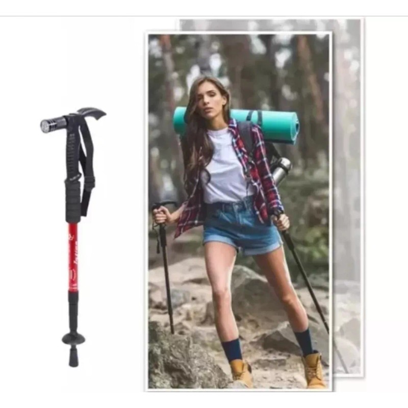 2 Bastones Trekking Senderismo Multifuncional Lampara Luzled