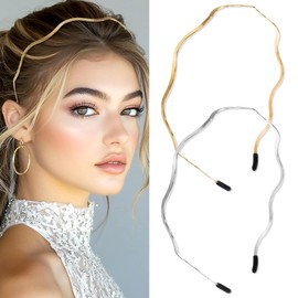 Metal Headbands for Women Trendy,Trendy & Cute Gold and Silver Designer Hair Accessories Gold Elegant Hair Hoop Headpiece for Women Girls Bridal Hair Styling Accessories