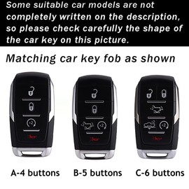 ontto Classy Key Fob Cover with Keychain Fit for Dodge RAM 1500 2500 3500 4500 5500 2019-up Smart Remote Keyless Entry, Pink, C-pink