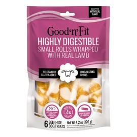 Good ‘n’ Fit Rolls Made with Real Lamb, 6 Small Rolls, Treat Your Dog to a Long-Lasting and Highly Digestible Rawhide Chew