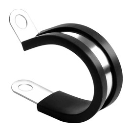 25 Pack 3/8 Inch Cable Clamps Rubber Cushioned Insulated Clamp 304 Stainless Steel Pipe Clamp Wire Clamp Hose Crimp Clamp Tube Holder for Tube, Pipe or Wire Cord Installation