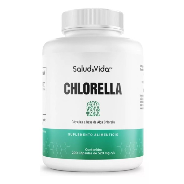 Salud&Vida MX Alga Chlorella 1500mg por Porción (3 Cápsulas) | Pared celular rota | 200 Cápsulas | Con chlorella Orgánica | Sin Gluten y Sin OMG