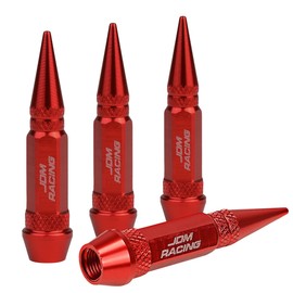 4Pcs 60mm Height Spiked Style Aluminum Wheel/Tire/Rim Air Port Dust Cover Valve Stem Cap,Red