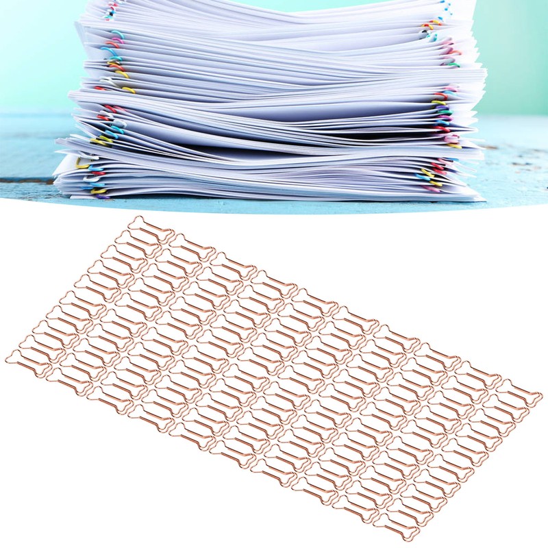 100pcs Shaped Paper Clips Electroplating Rose Gold Series Metal Portable