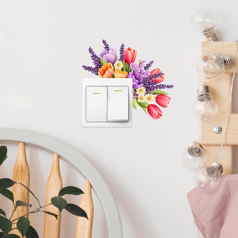 Flower Switch Stickers Unique Floral Light Switch Decals Decor Wall