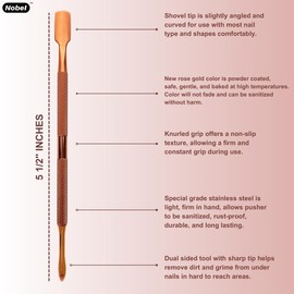 Nobelcrafts - Special Edition Surgical Grade Pusher Stainless Steel Cuticle Remover For Fingernails - Professional Double Ended Manicure Tool - (806 Rose Gold)