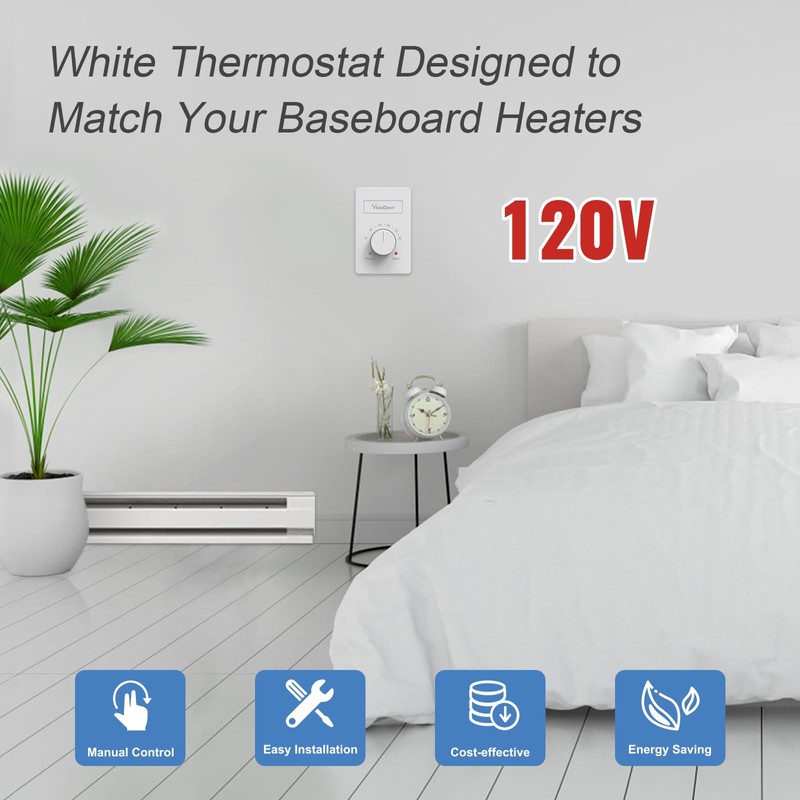 4 Pcs 120 V Only 4-Wire Manual Electric Baseboard Heater