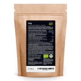 Kelp Bio Powder High-Dose 200 g Natural Iodine Kelp Algae Filled in Germany (DE-ÖKO-005) 100 % Vegan No Fillers or Release Agents