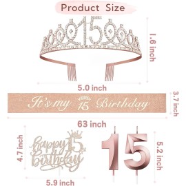 Bella Meri 15th Birthday Gifts for Girls, 15th Birthday Tiara Crown