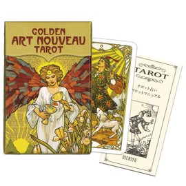 Miniature Golden Art Nouveau Tarot with Japanese Manual Pocket Manual, Tarot Card, Mini