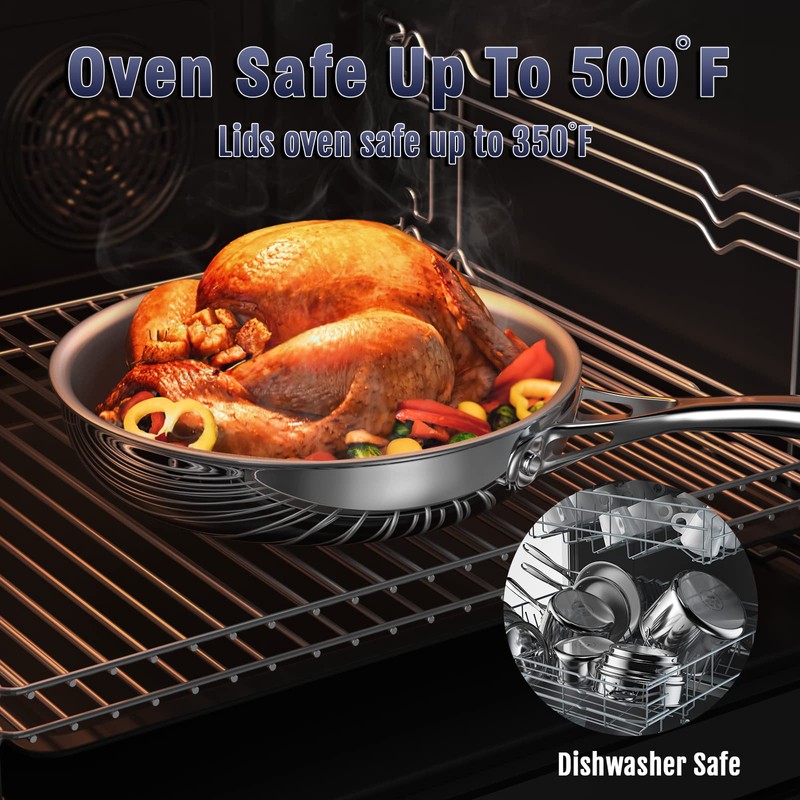 Cooks Standard Stainless Steel Frying Pan 12 Inch, Multi-Ply Full