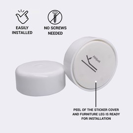(4 pieces) height-adjustable furniture legs, round, diameter 55 mm, material: plastic, mounting via sticker (4, white)