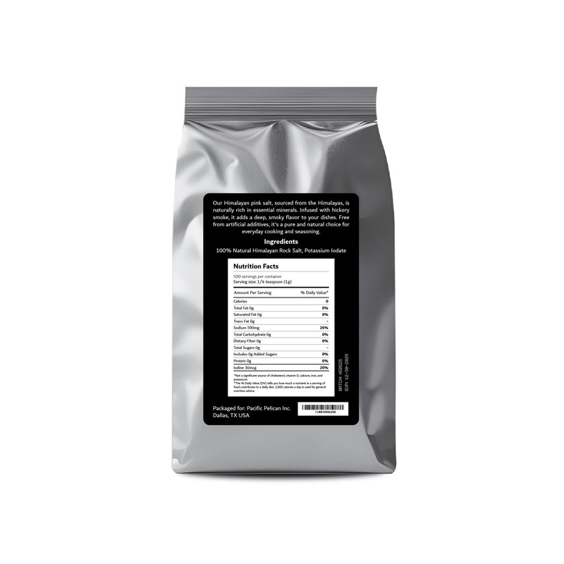 Pacific Pelican Iodized Himalayan Pink Salt – Hickory Smoked, Coarse