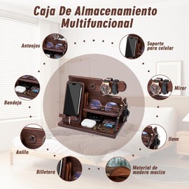 AEGTVA Regalo para Hombre y Mujer, Organizador de Buro y Escritorio, Organizador para Celular, Relojes, Llaves, Cartera, Accesorios para Hombre, Regalo de Cumpleaños, para Padres, Hombres