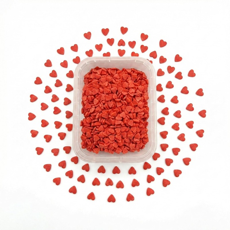 Cuoricini di Zucchero Rossi Alimentari 60g - Cuori Rossi alimentare