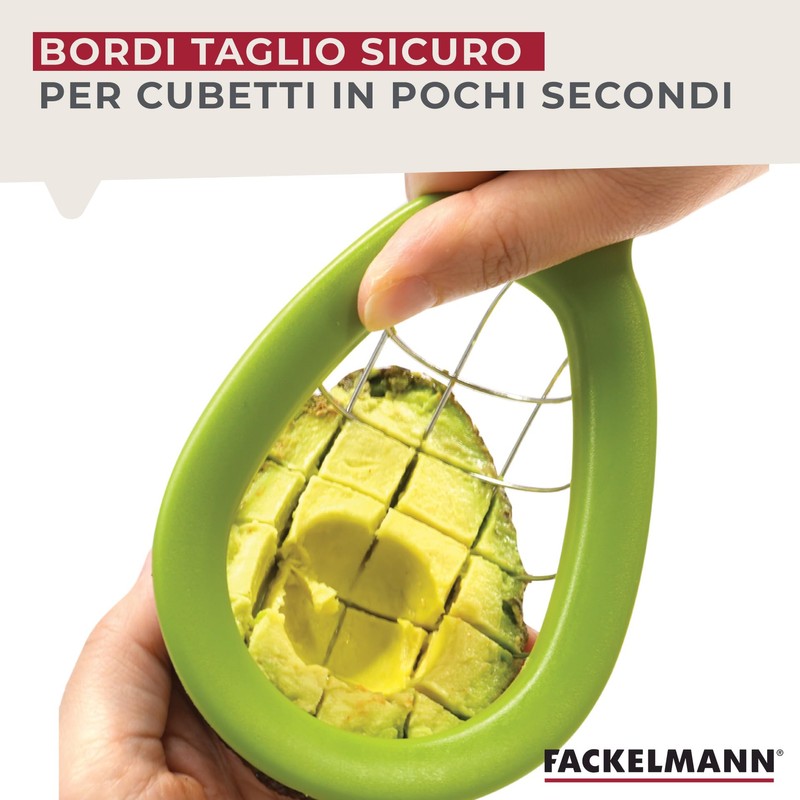 Fackelmann Taglia avocado in plastica ed acciaio inossidabile, ideale per