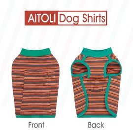 Dog Shirts, French Bulldog T-Shirt, Cotton Striped Tank Top, Color Blocked Tee for Small Dogs, Stretchy & Breathable Puppy Vest, Four Seasons Pet Clothes