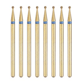 sourcing map 8pcs 120-140 Grits Diamond Grinding Bit 1.5mm Ball Head 2.35mm Shank 1.5mm Length Titanium Plated Stone Sanding Drill Bits Rotary Tool for Nails Grinding Polishing