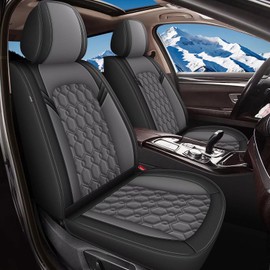 JIAMAOXIN Car Seat Covers Fit for Ford Mustang Mach-E 2021-2023 2024 - First Row 2 Seat Waterproof Leather Seat Covers Protector（2 Front Set,Black & Grey）