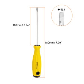 HARFINGTON SL3 Flat Head Screwdriver 7.1" Magnetic Slotted Screwdrivers 3.9" CR-V with Ergonomic Handle for DIY Repairing, Yellow
