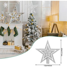 DERAYEE Glittering Christmas Tree Topper, Star Christmas Tree Decoration Tree Topper Christmas for Christmas Decoration (Silver)
