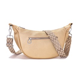 Vezluax Women’s Crossbody Bag Stylish Shoulder Bag for Women PU Leather Women's Handbags Ladies Half Moon Bag with Multiple compartments Adjustable Strap Gold