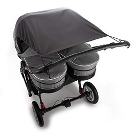 Universal Awning for Twin Pushchair with Baby Tub, Sun Protection with UV 50+, Sun Blind, Twin Pushchair and Twin Buggy/Sun Protection - Anthracite