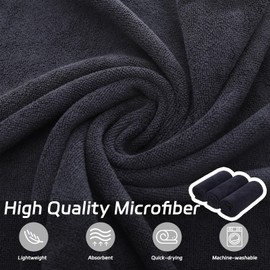 Meng Jiaran 3 Pack Gym Towels Microfibre Sports Towels 75x35cm Fast Drying Black Lightweight & Quick Dry Towel For Women Men Gym Fitness,Yoga, Camping