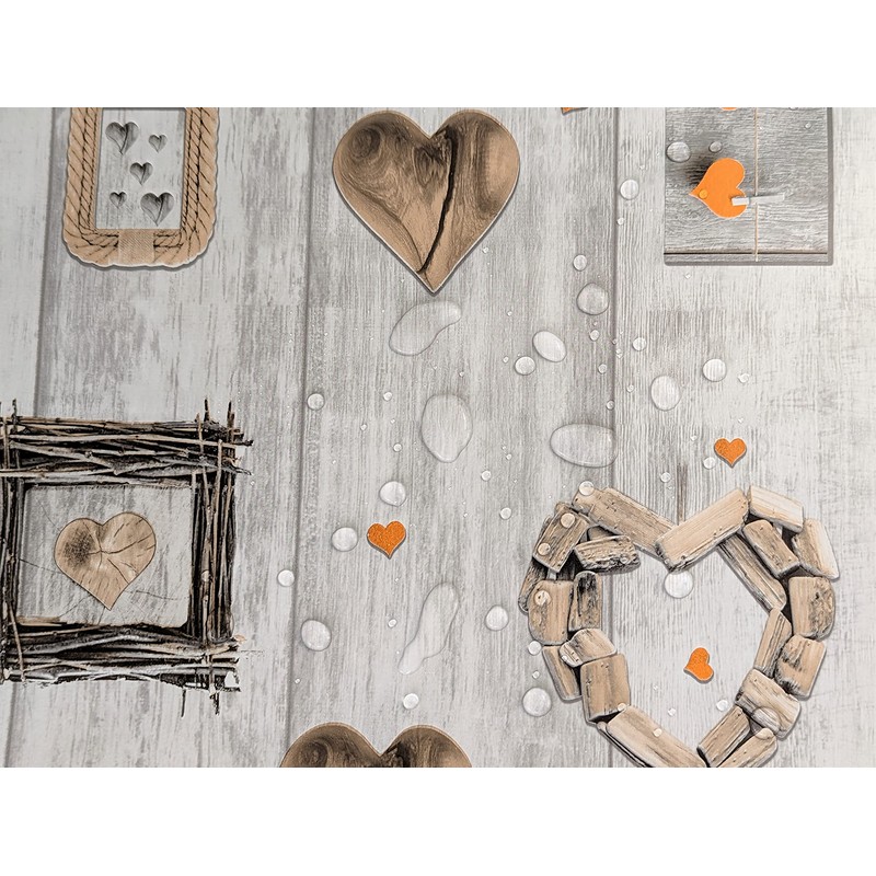 Karina Home Orange on Grey Wood Effect Love Hearts Wipe
