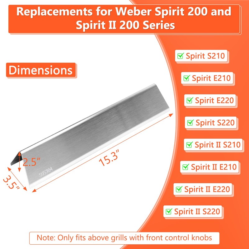 QuliMetal SUS304 7635 Flavorizer Bars for Weber Spirit E210, E220,