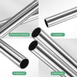 M METERXITY 2-Pack 250mm 304 Stainless Steel Tube, 18mm OD 1mm Wall Thickness Seamless Stainless Steel Tubing for Construction/Machining/DIY Crafting, Metal Straight Pipe [18x0.04x10IN]