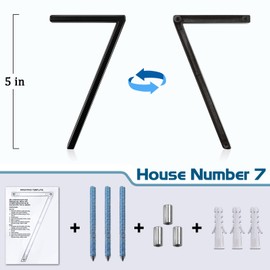 5" Metal Floating House Numbers,Ranslen Black Zinc Alloy Solid Modern House Address Number,Anti-Rust House Numbers Decorative Address Sign for Door Garden Mailbox with Nail Kit,Coated Black,Number(7)