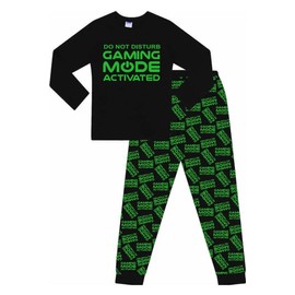 ThePyjamaFactory Gaming Mode Activated Green Long Cotton Pyjamas (13-14 Years)