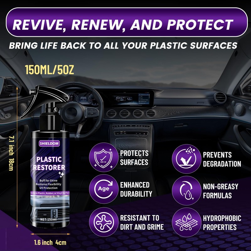 SHIELDOM Plastic Restorer for Cars Ceramic Plastic Coating Black Trim