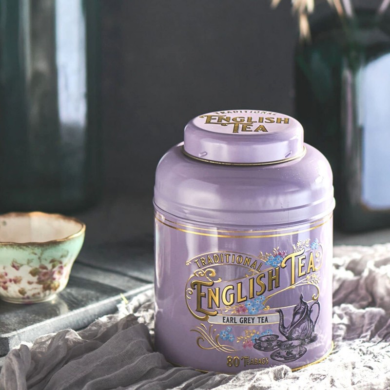 New English Teas Vintage Victorian Tea Caddy in Purple with